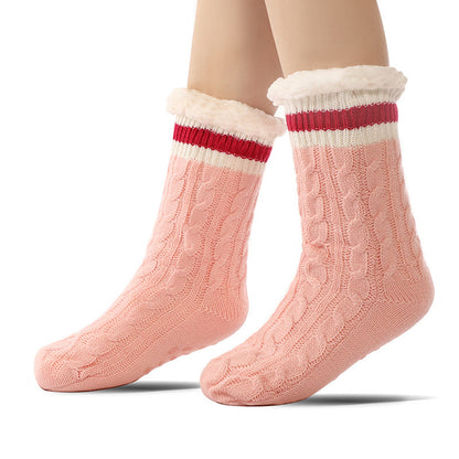 Pure Color Lambskin Slipper Socks