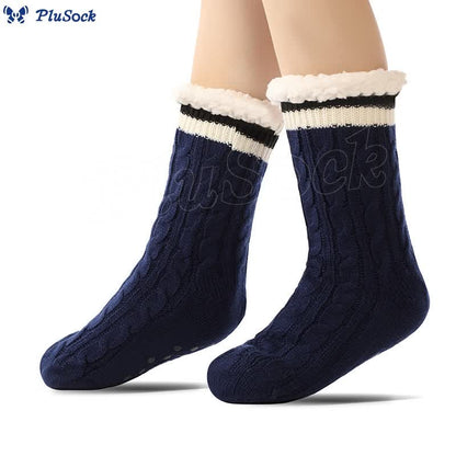 Pure Color Lambskin Slipper Socks