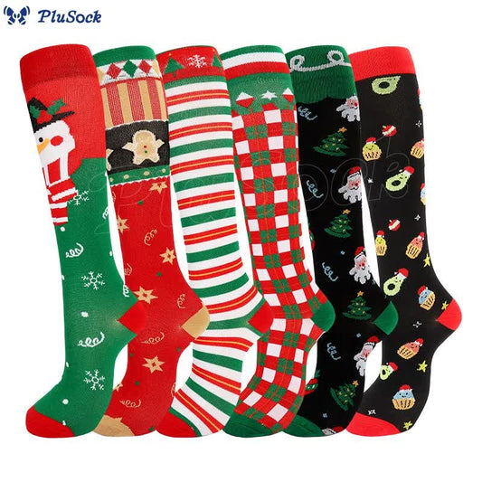 Christmas Cute Pattern Compression Socks(6 Pairs)