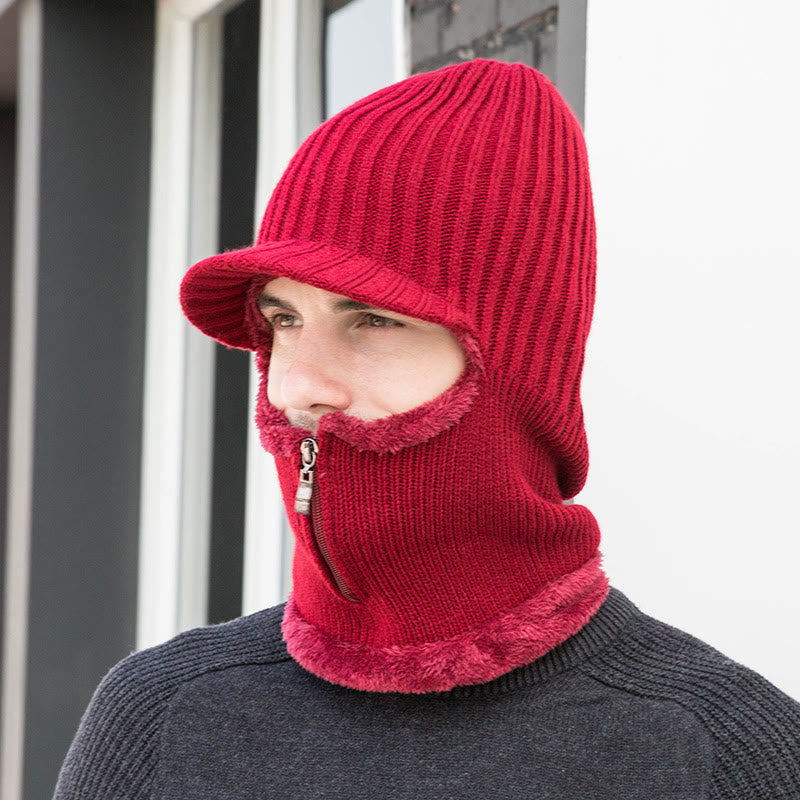 Zipper Beanie Hat Neck Warmer