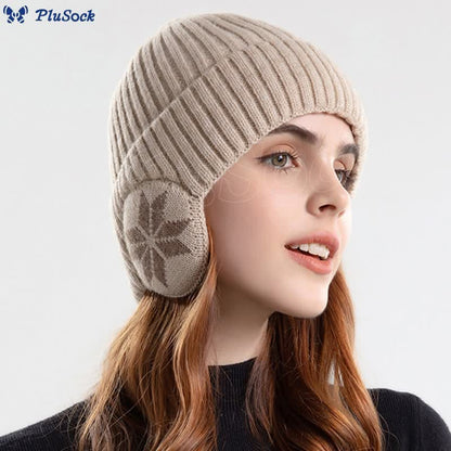 Snowflake Earflaps Beanie Hat Warmer