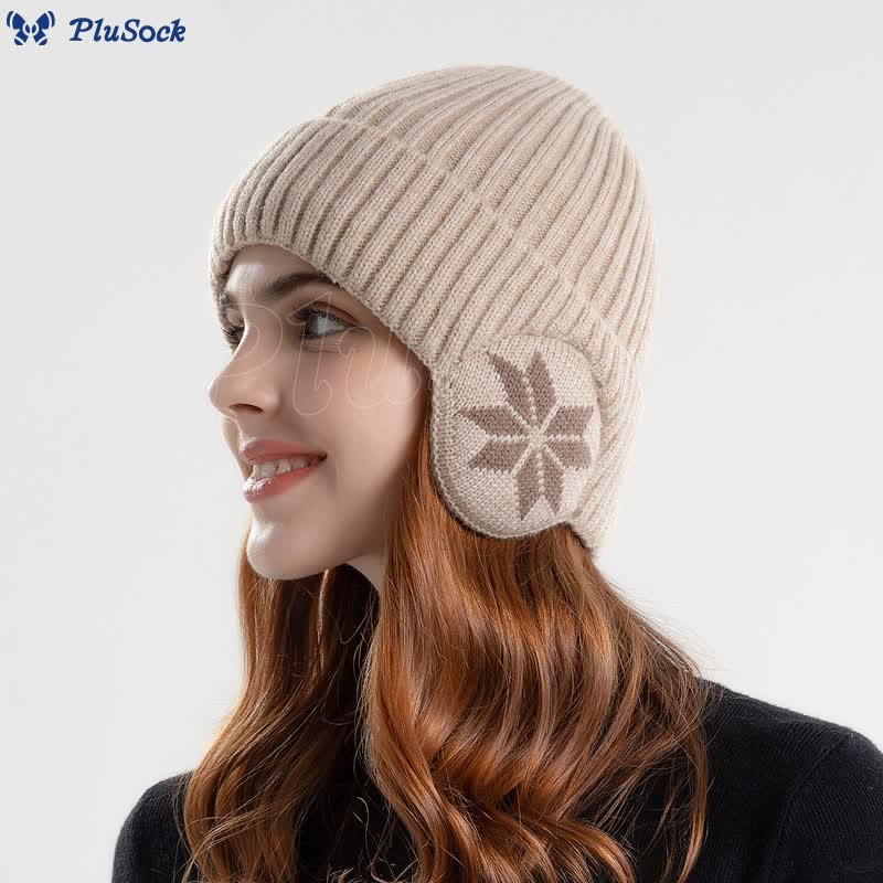 Snowflake Earflaps Beanie Hat Warmer