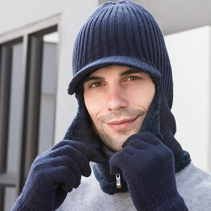 Zipper Beanie Gloves 2 In 1 Set