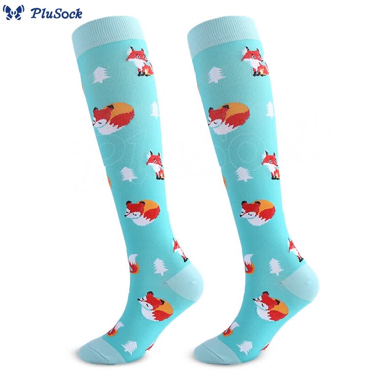 Animal Fruit Knee High Compression Socks(6 Pairs)