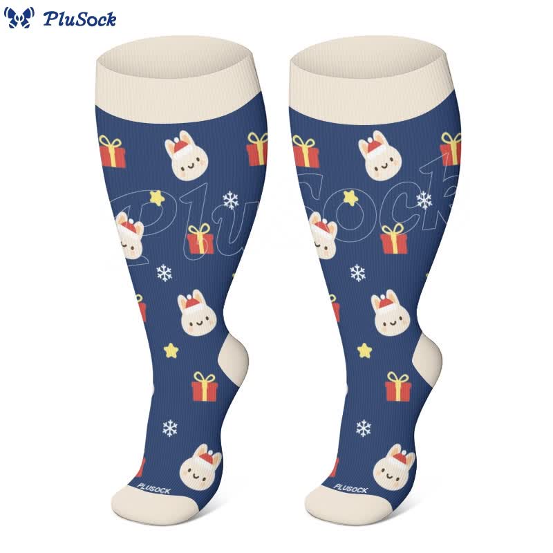 Plus Size Cat Puppy Rabbit Compression Socks(3 Pairs)