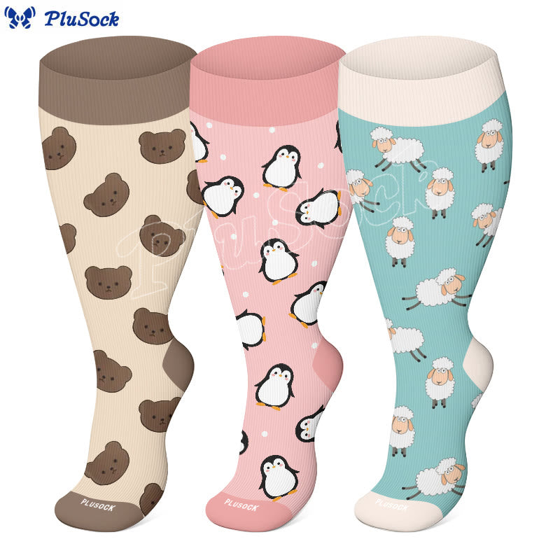 Plus Size Bear Penguin Compression Socks