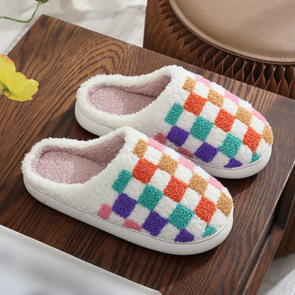 Plus Size Colorful Lattice Slippers