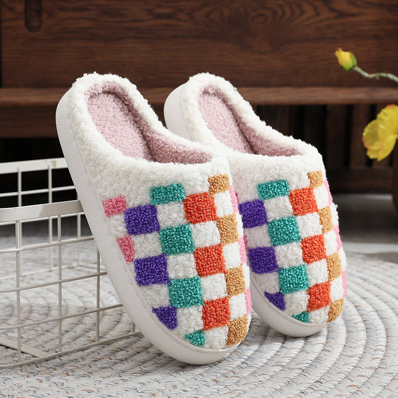 Plus Size Colorful Lattice Slippers