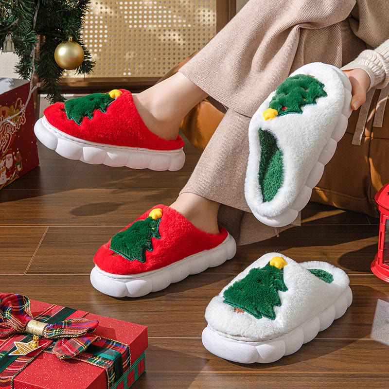 Plus Size Christmas Tree Slippers