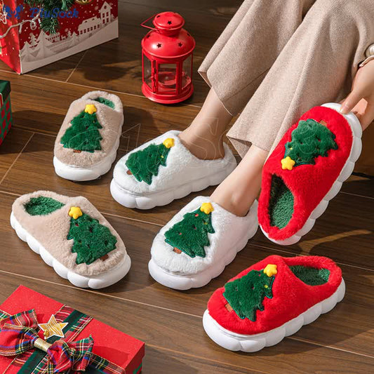 Plus Size Christmas Tree Slippers