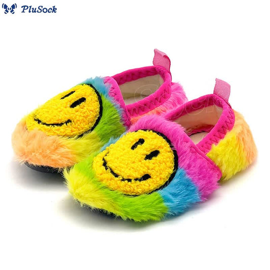 Plus Size Rainbow Smiley Face Slippers