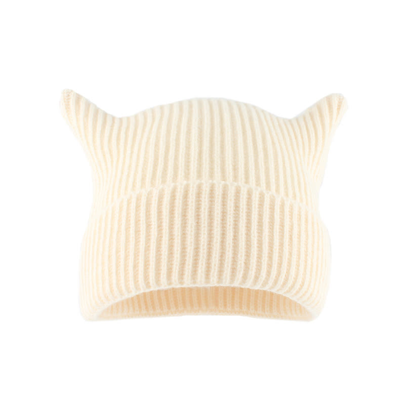 Plus Size Thick Stripes Cat Ears Beanie