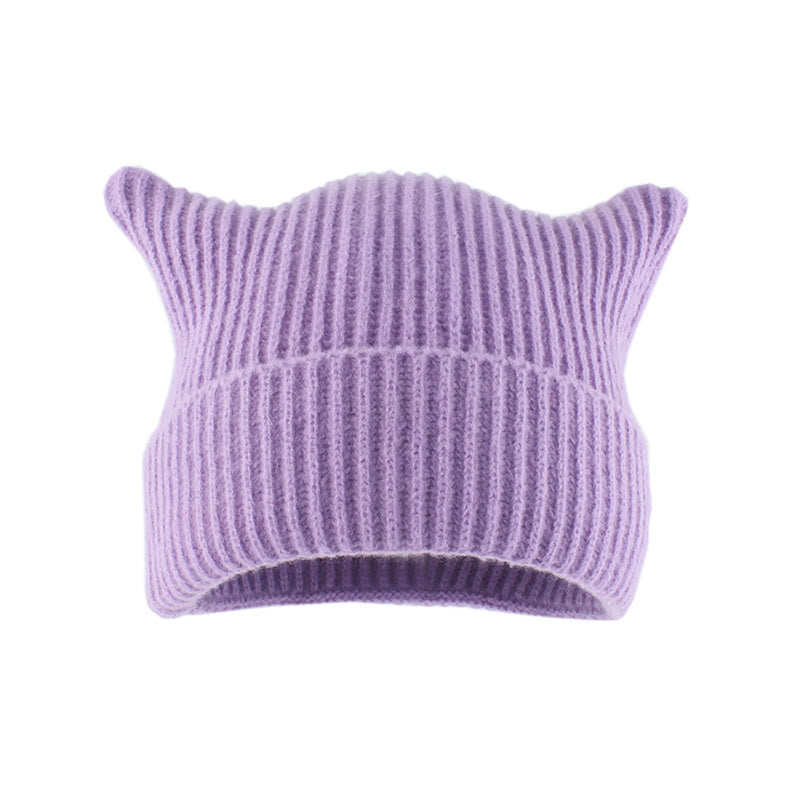 Plus Size Thick Stripes Cat Ears Beanie