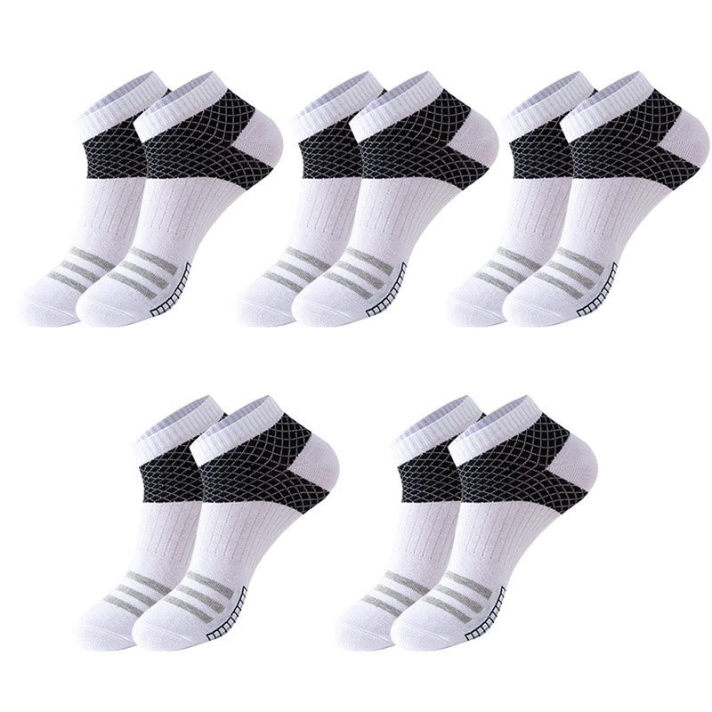 Plus Size Grid Stripes Ankle Compression Socks(10 Pairs)