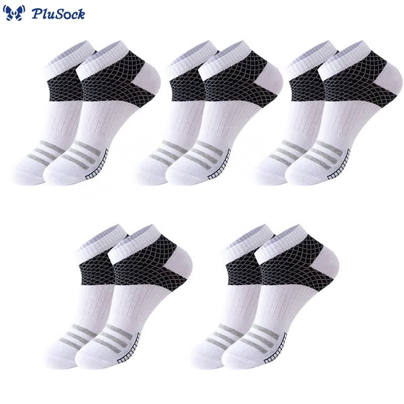 Plus Size Grid Stripes Ankle Compression Socks(10 Pairs)