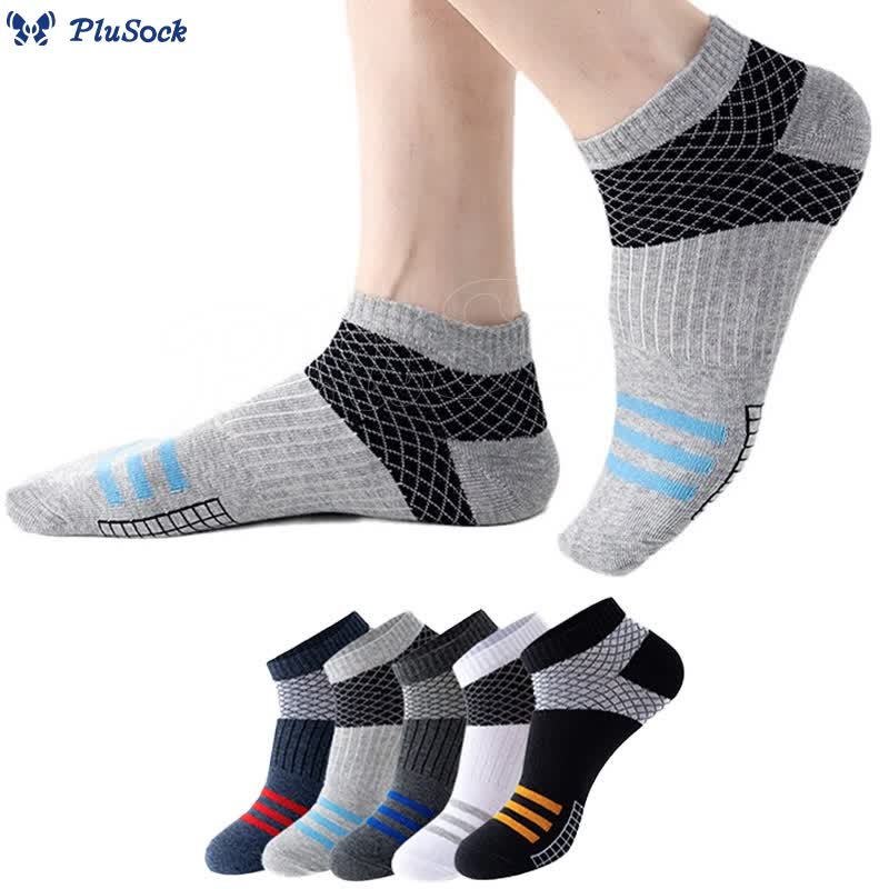 Plus Size Grid Stripes Ankle Compression Socks(10 Pairs)