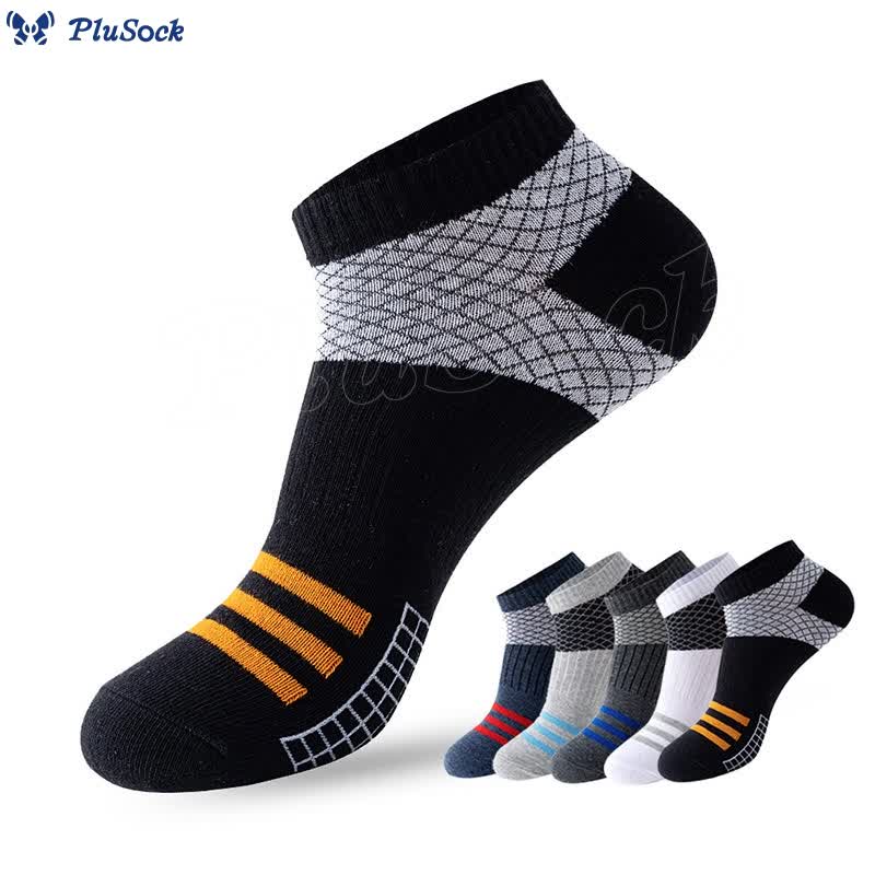 Plus Size Grid Stripes Ankle Compression Socks(10 Pairs)