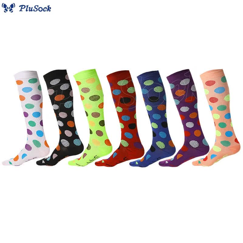 Rainbow Dots Knee High Socks(7 Pairs)