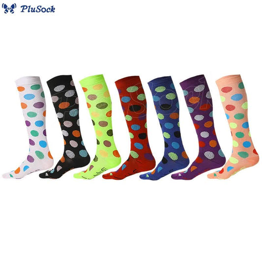 Rainbow Dots Knee High Socks(7 Pairs)