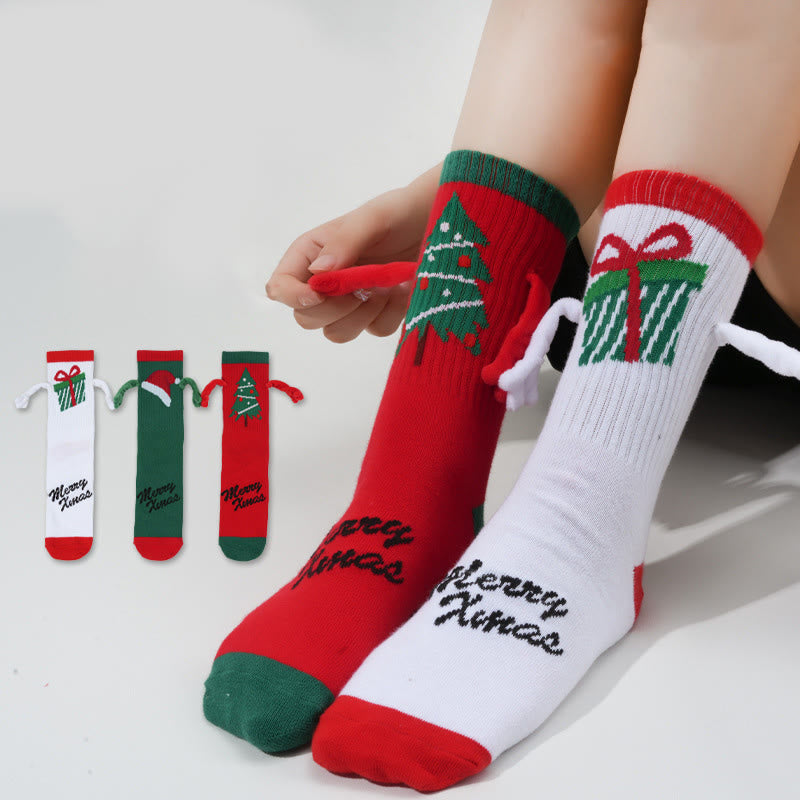 Plus Size Christmas Magnetic Crew Socks(3 Pairs)