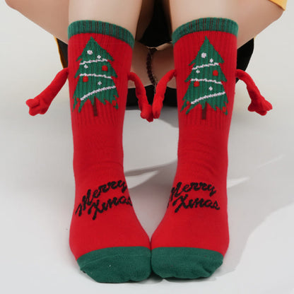 Plus Size Christmas Magnetic Crew Socks(3 Pairs)