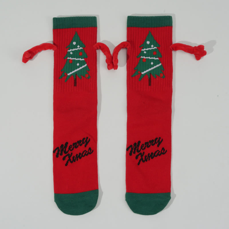 Plus Size Christmas Magnetic Crew Socks(3 Pairs)