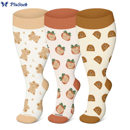 Plus Size Star Bear Compression Socks(3 Pairs)