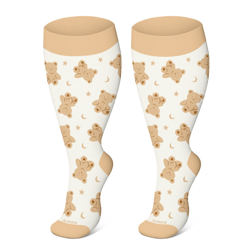 Plus Size Star Bear Compression Socks(3 Pairs)