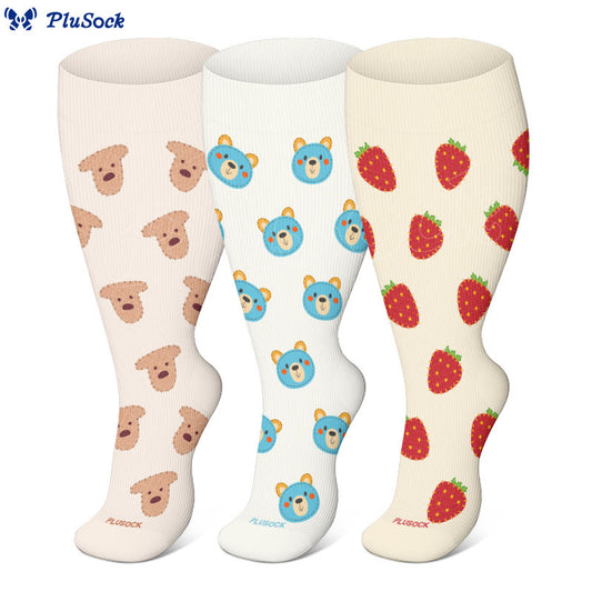 Plus Size Patch Compression Socks(3 Pairs)