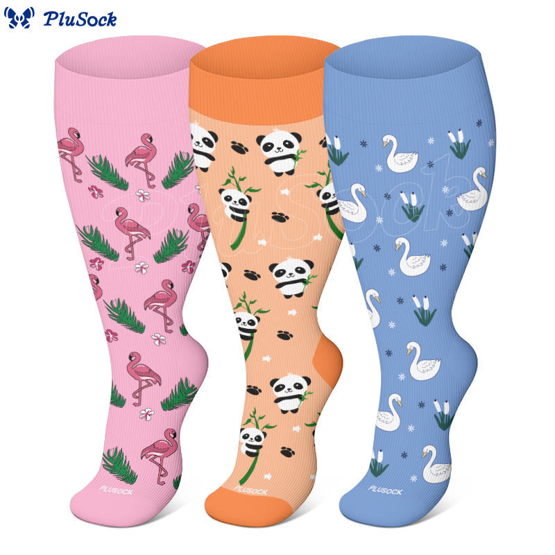 Plus Size Panda Goose Compression Socks(3 Pairs)