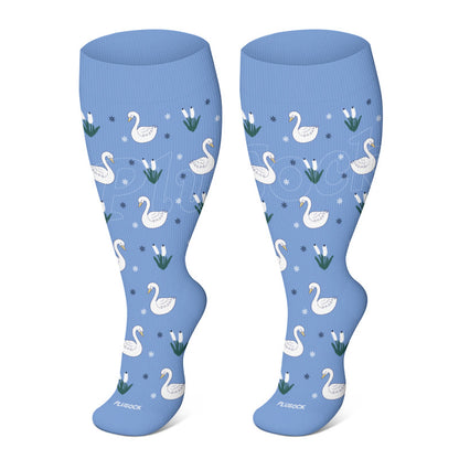 Plus Size Panda Swan Compression Socks