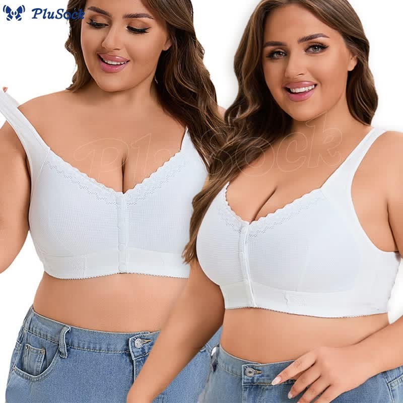 Plus Size Lace Vest Style Wireless Bra