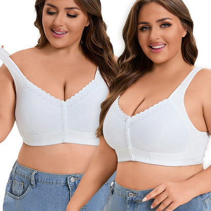 Plus Size Lace Vest Style Wireless Bra