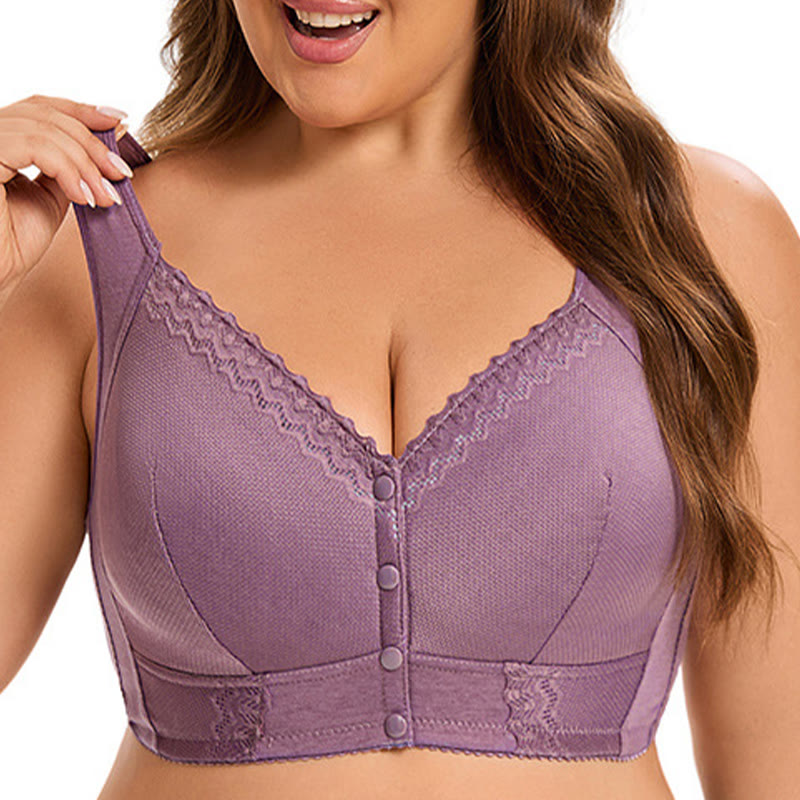 Plus Size Lace Solid Color Wireless Bra