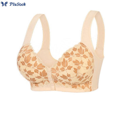 Plus Size Lace Flower Wireless Bra