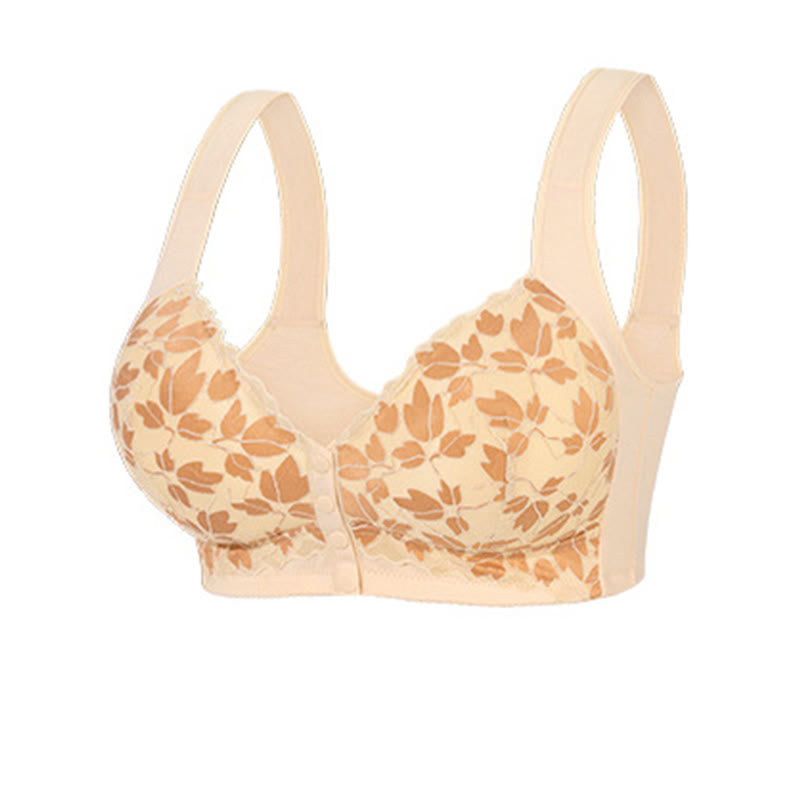 Plus Size Lace Flower Wireless Bra