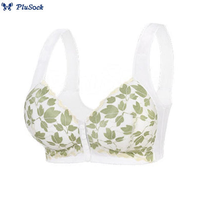 Plus Size Green Flower Wireless Bra