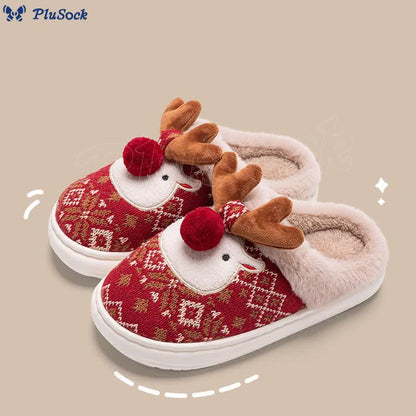 Plus Size Christmas Elk Slippers