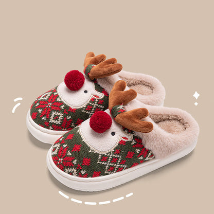 Plus Size Christmas Elk Slippers