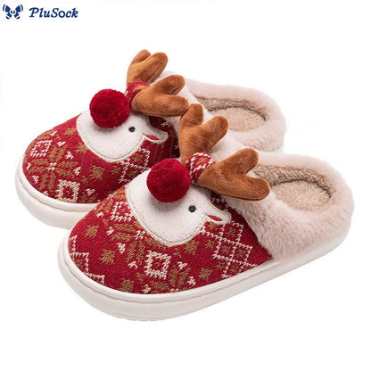 Plus Size Christmas Elk Slippers