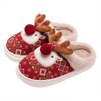 Plus Size Christmas Elk Slippers