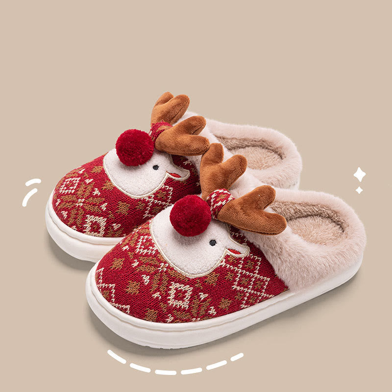 Plus Size Christmas Elk Slippers