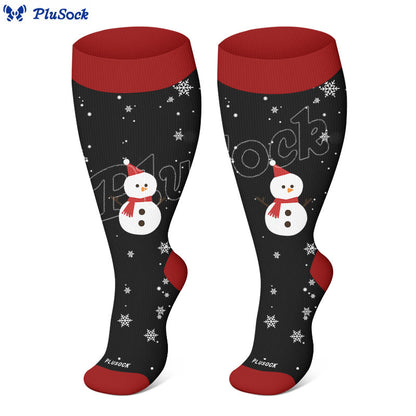 Plus Size Christmas Tree Snowman Compression Socks