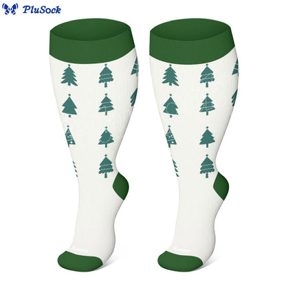 Plus Size Christmas Tree Snowman Compression Socks