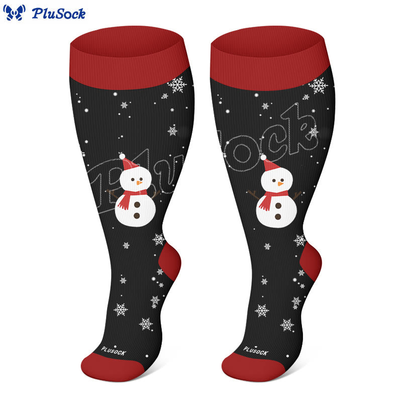 Plus Size Christmas Tree Snowman Compression Socks(3 Pairs)