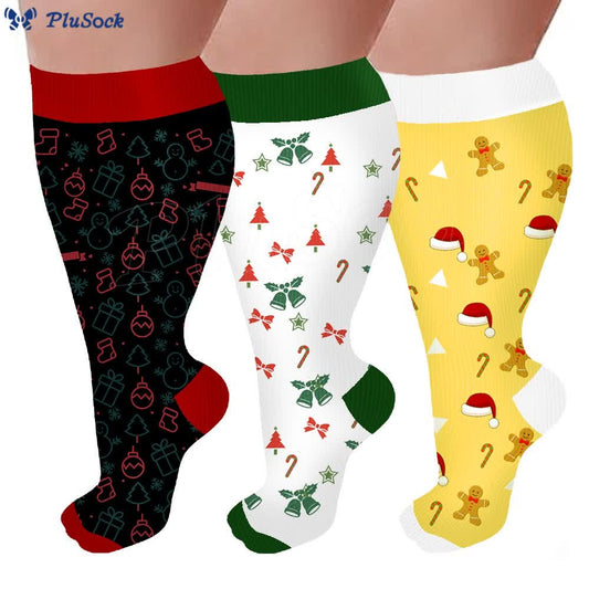 Plus Size Bell Gingerbread Man Compression Socks