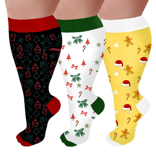 Plus Size Bell Gingerbread Man Compression Socks