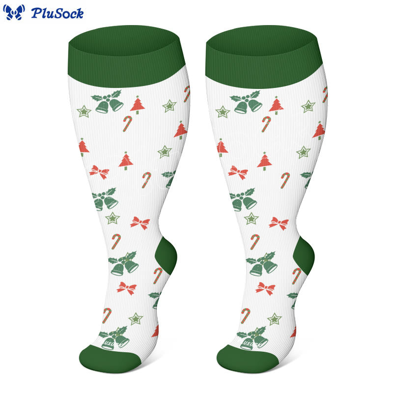 Plus Size Bell Gingerbread Man Compression Socks