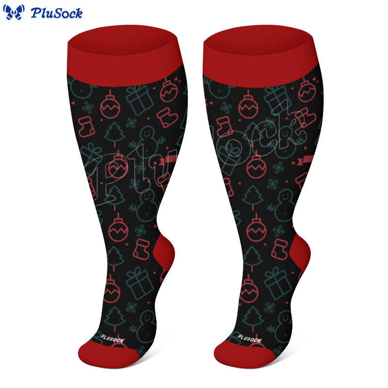 Plus Size Bell Gingerbread Man Compression Socks