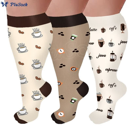 Plus Size Coffee Series Compression Socks